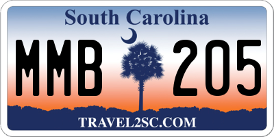 SC license plate MMB205