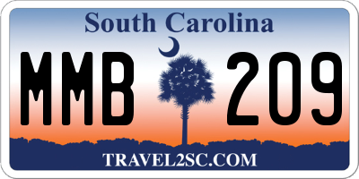 SC license plate MMB209