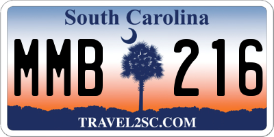 SC license plate MMB216