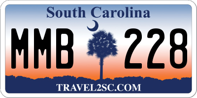 SC license plate MMB228