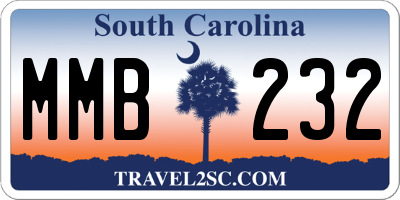 SC license plate MMB232