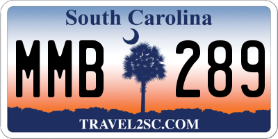 SC license plate MMB289