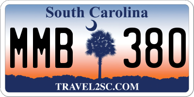 SC license plate MMB380
