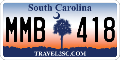 SC license plate MMB418