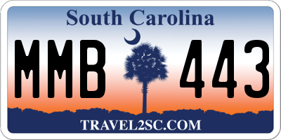 SC license plate MMB443