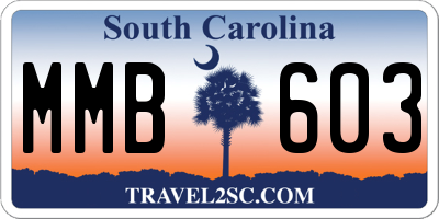 SC license plate MMB603