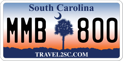 SC license plate MMB800