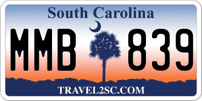 SC license plate MMB839