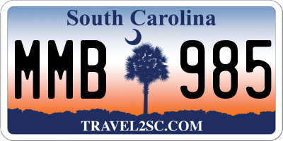 SC license plate MMB985