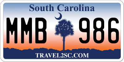 SC license plate MMB986