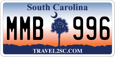 SC license plate MMB996