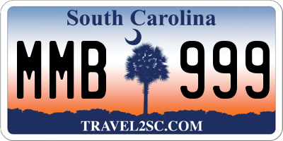 SC license plate MMB999