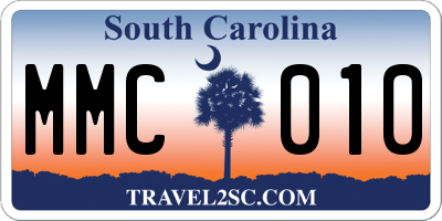 SC license plate MMC010
