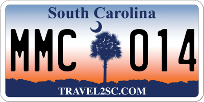 SC license plate MMC014