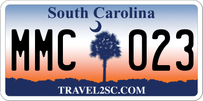 SC license plate MMC023