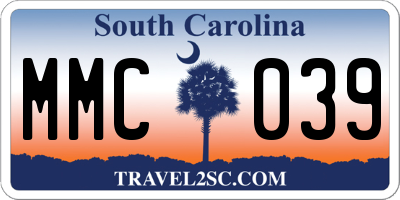 SC license plate MMC039