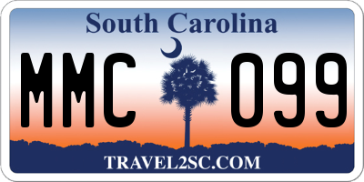 SC license plate MMC099