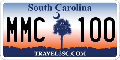 SC license plate MMC100