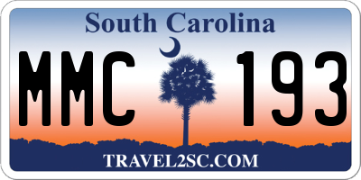 SC license plate MMC193