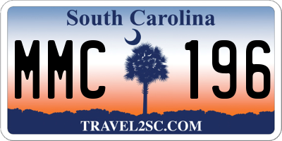 SC license plate MMC196