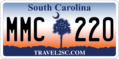 SC license plate MMC220