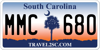 SC license plate MMC680