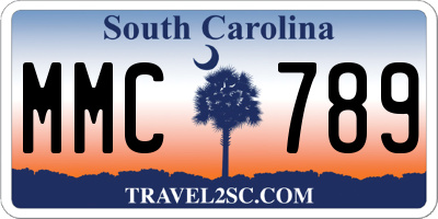 SC license plate MMC789