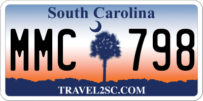 SC license plate MMC798