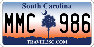 SC license plate MMC986