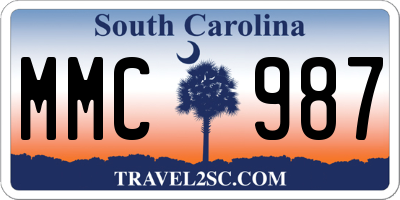SC license plate MMC987