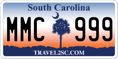 SC license plate MMC999