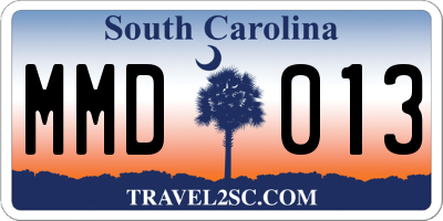 SC license plate MMD013