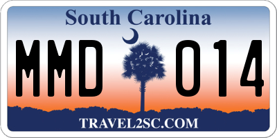 SC license plate MMD014