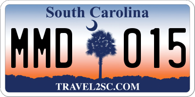 SC license plate MMD015
