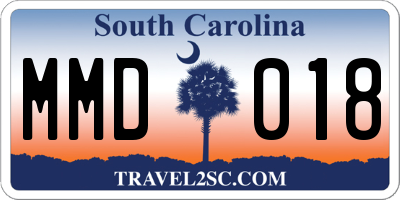 SC license plate MMD018