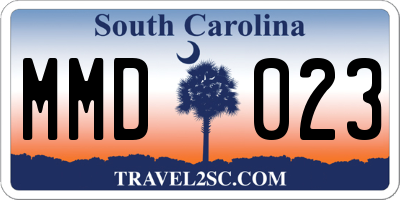 SC license plate MMD023