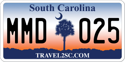SC license plate MMD025