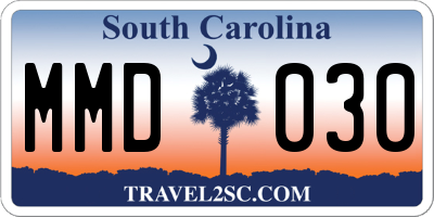 SC license plate MMD030