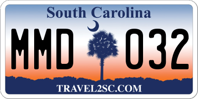 SC license plate MMD032
