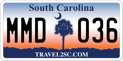 SC license plate MMD036