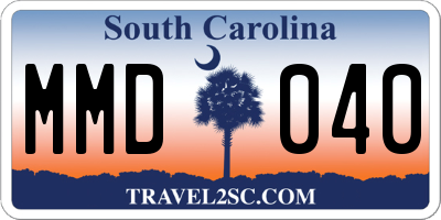 SC license plate MMD040