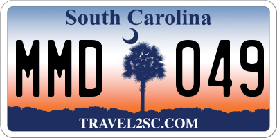 SC license plate MMD049
