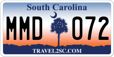 SC license plate MMD072