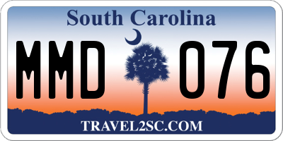 SC license plate MMD076