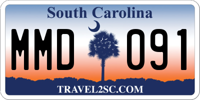 SC license plate MMD091
