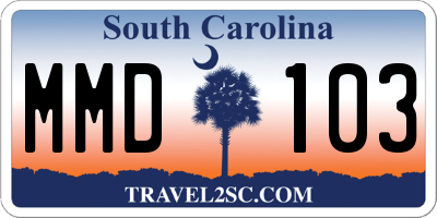 SC license plate MMD103