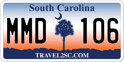 SC license plate MMD106
