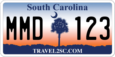 SC license plate MMD123
