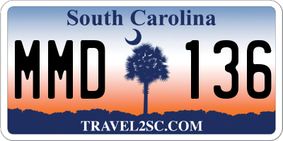 SC license plate MMD136