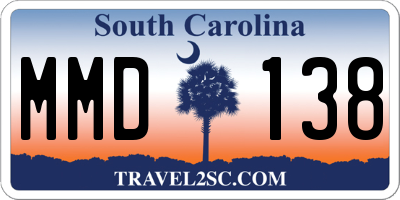 SC license plate MMD138